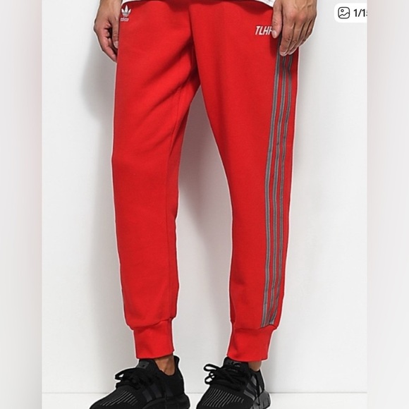 Men’s ADIDAS TRAP LORD FERG SKATEBOARDING Sweats Red joggers - Picture 1 of 10